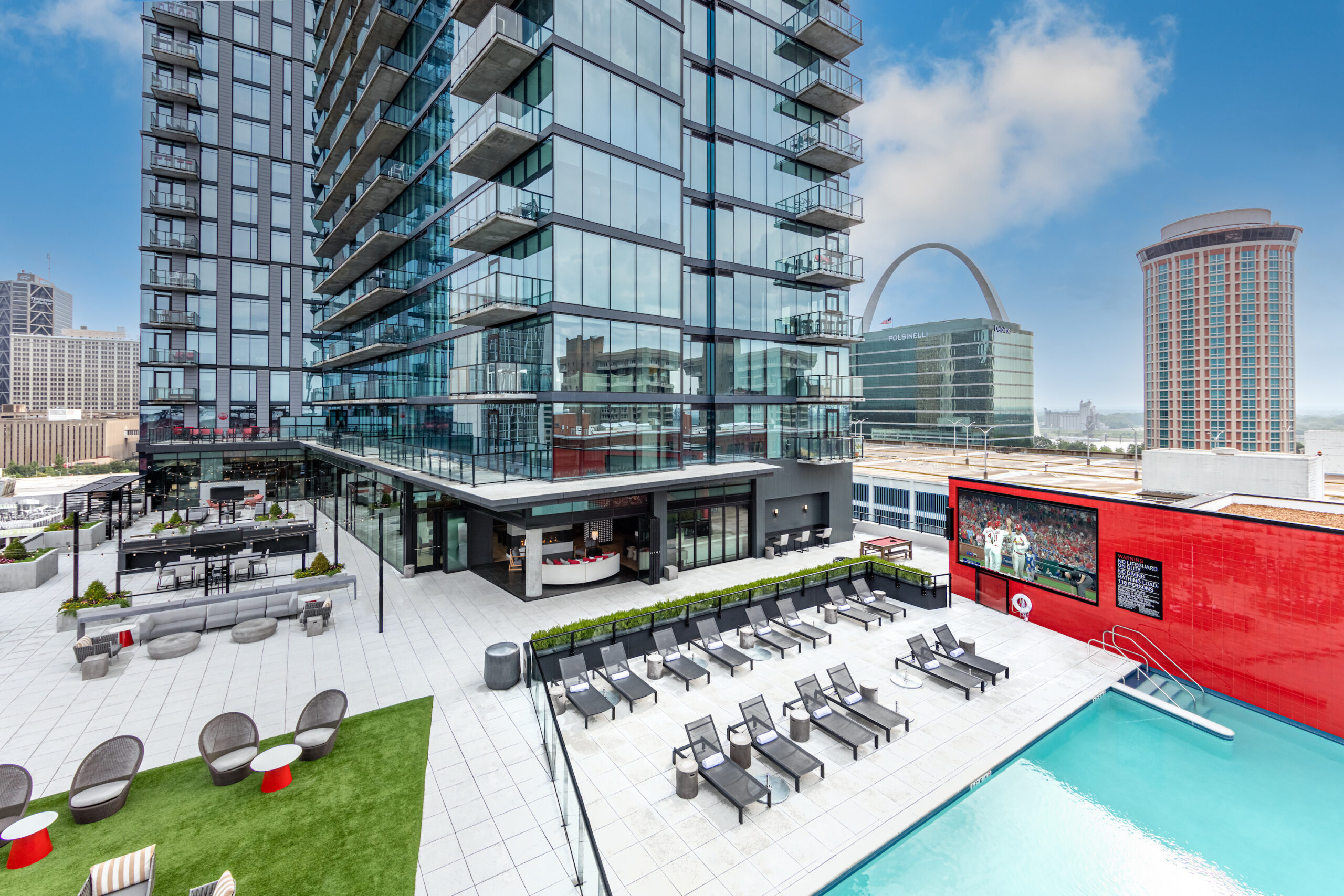 Luxury Amenity Spaces Overlook Busch Stadium at One Cardinal Way Luxury Apartments in Downtown St. Louis